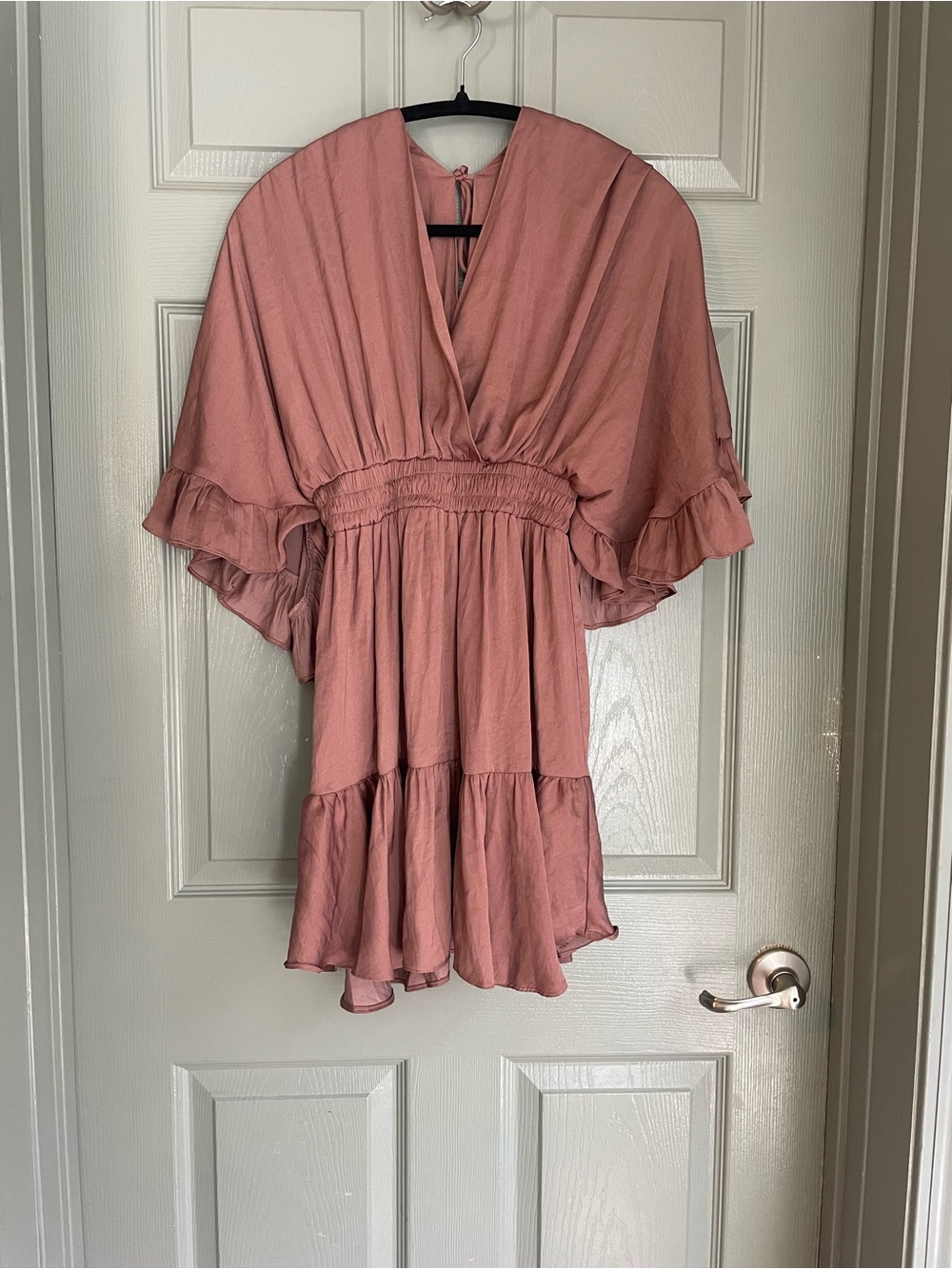 Glam Ruffle-Sleeve V-Neck Women’s Mini Dress Size Small